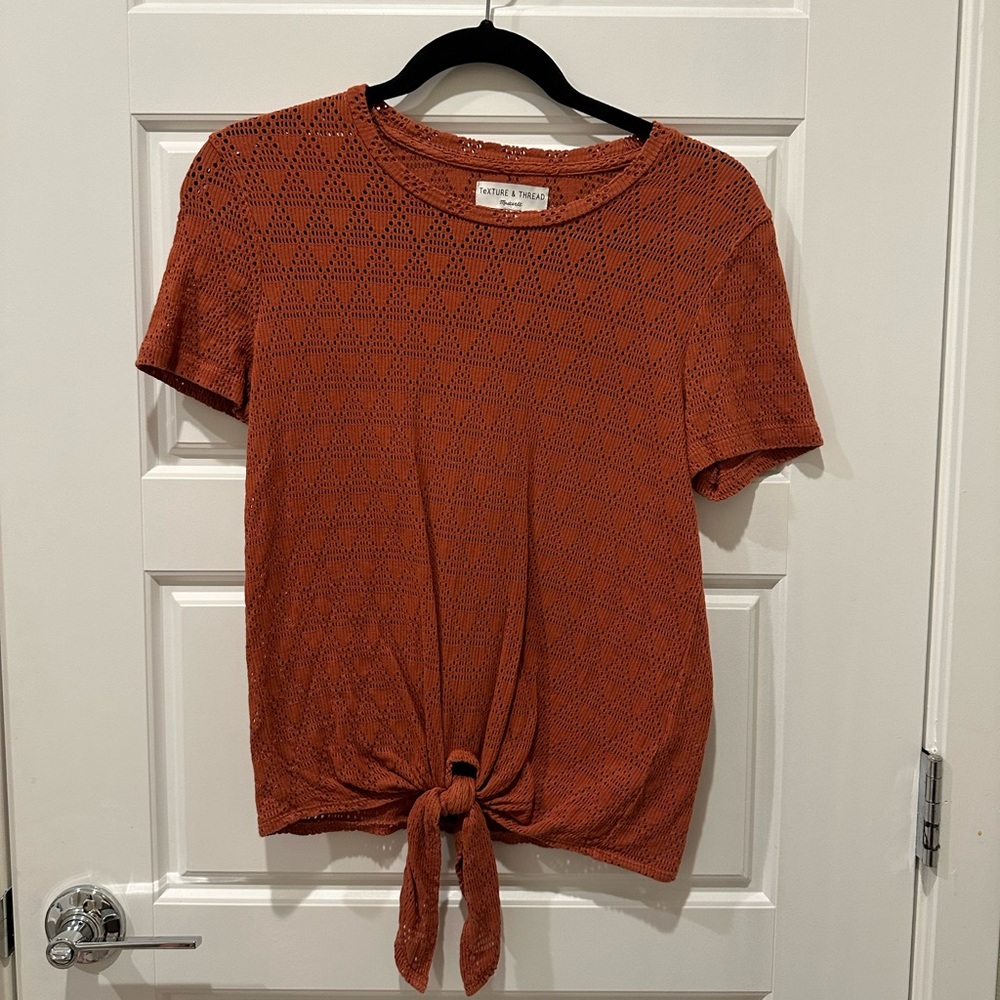 Madewell Texture & Thread Rust Knit Tie-Front Top - Size Small